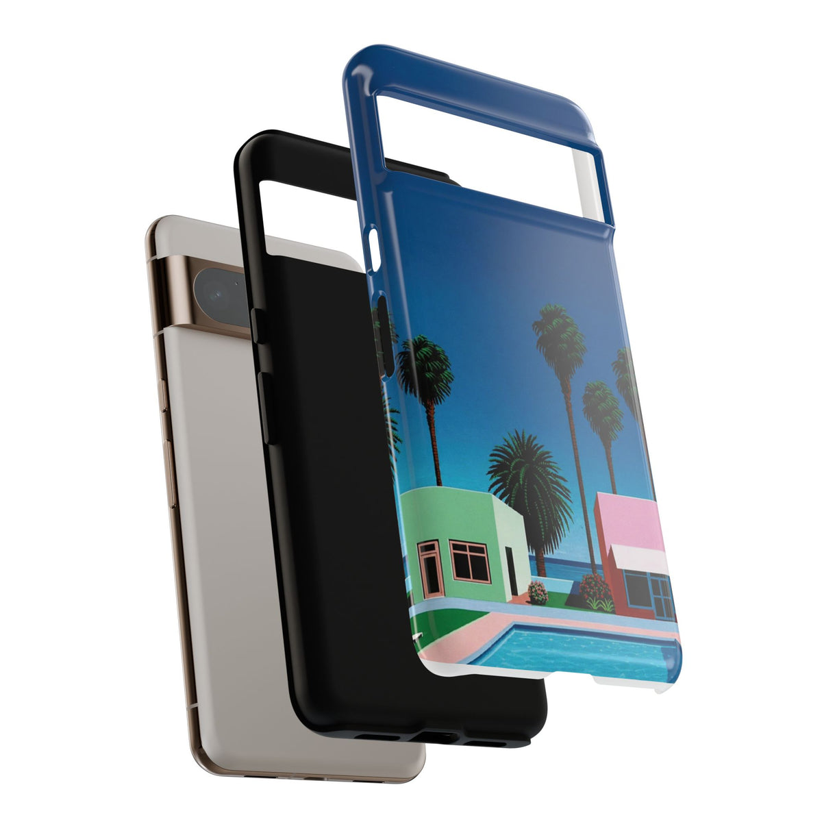 Beach House Phone Case — Pastel Palm Trees Cobalt Blue Sky
