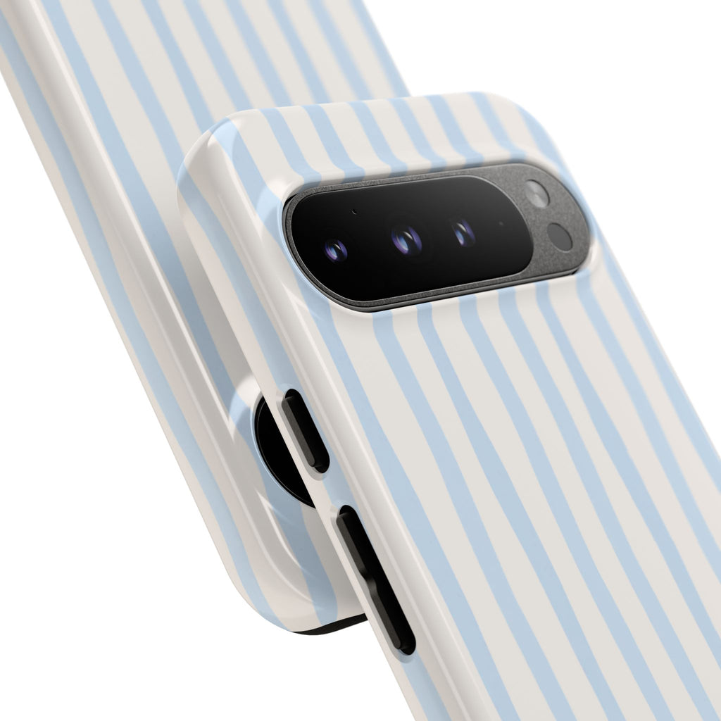 Baby Blue Stripe Phone Case — Soft Wavy Lines Cream Aesthetic
