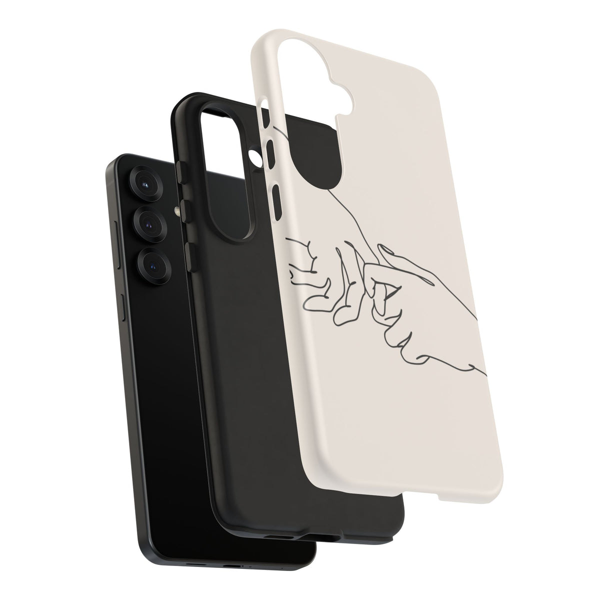 Holding Hands Phone Case — Minimalist Line Art Cream Romantic