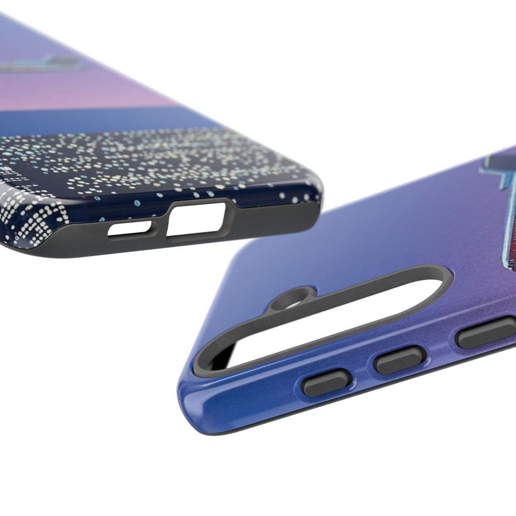 Retro Airplane Phone Case — Purple Night City Vintage Art