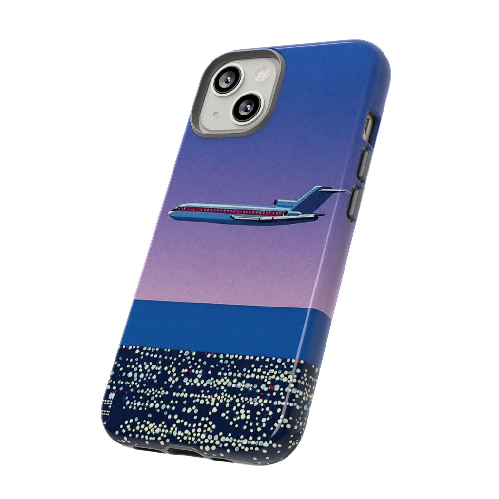Retro Airplane Phone Case — Purple Night City Vintage Art