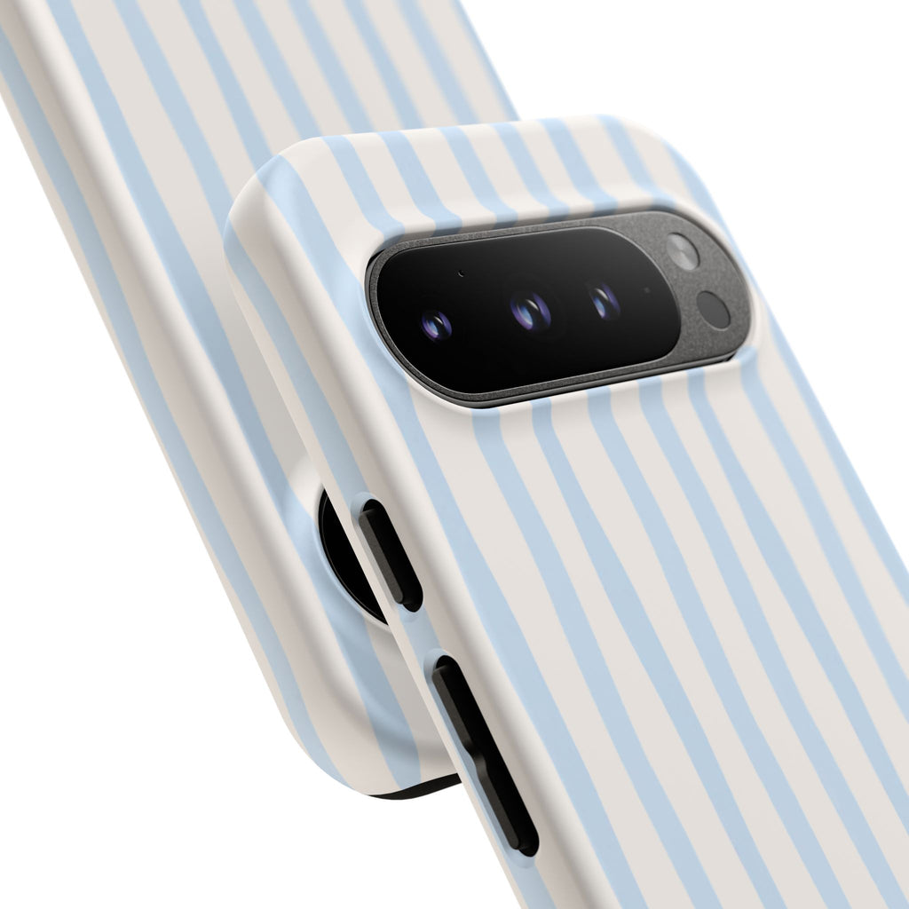 Baby Blue Stripe Phone Case — Soft Wavy Lines Cream Aesthetic