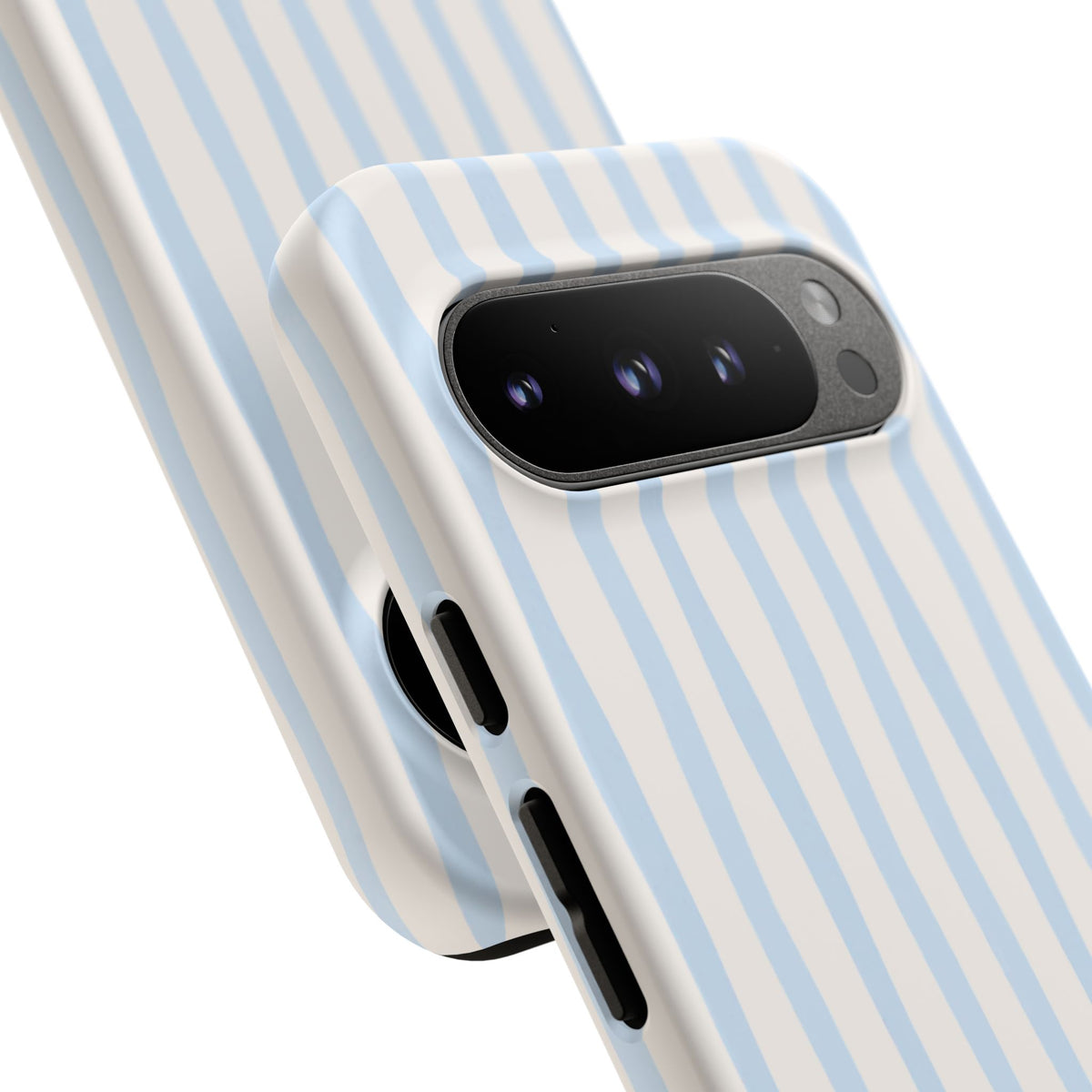 Baby Blue Stripe Phone Case — Soft Wavy Lines Cream Aesthetic
