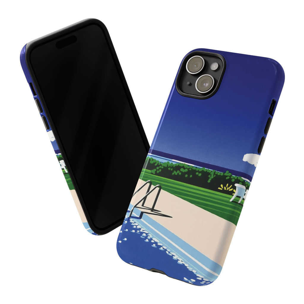 Poolside Phone Case — Bold Blue Summer Art Illustration