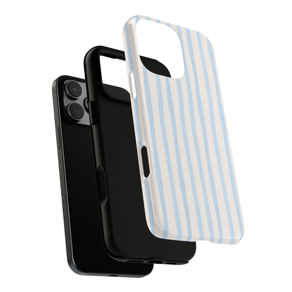 Baby Blue Stripe Phone Case — Soft Wavy Lines Cream Aesthetic