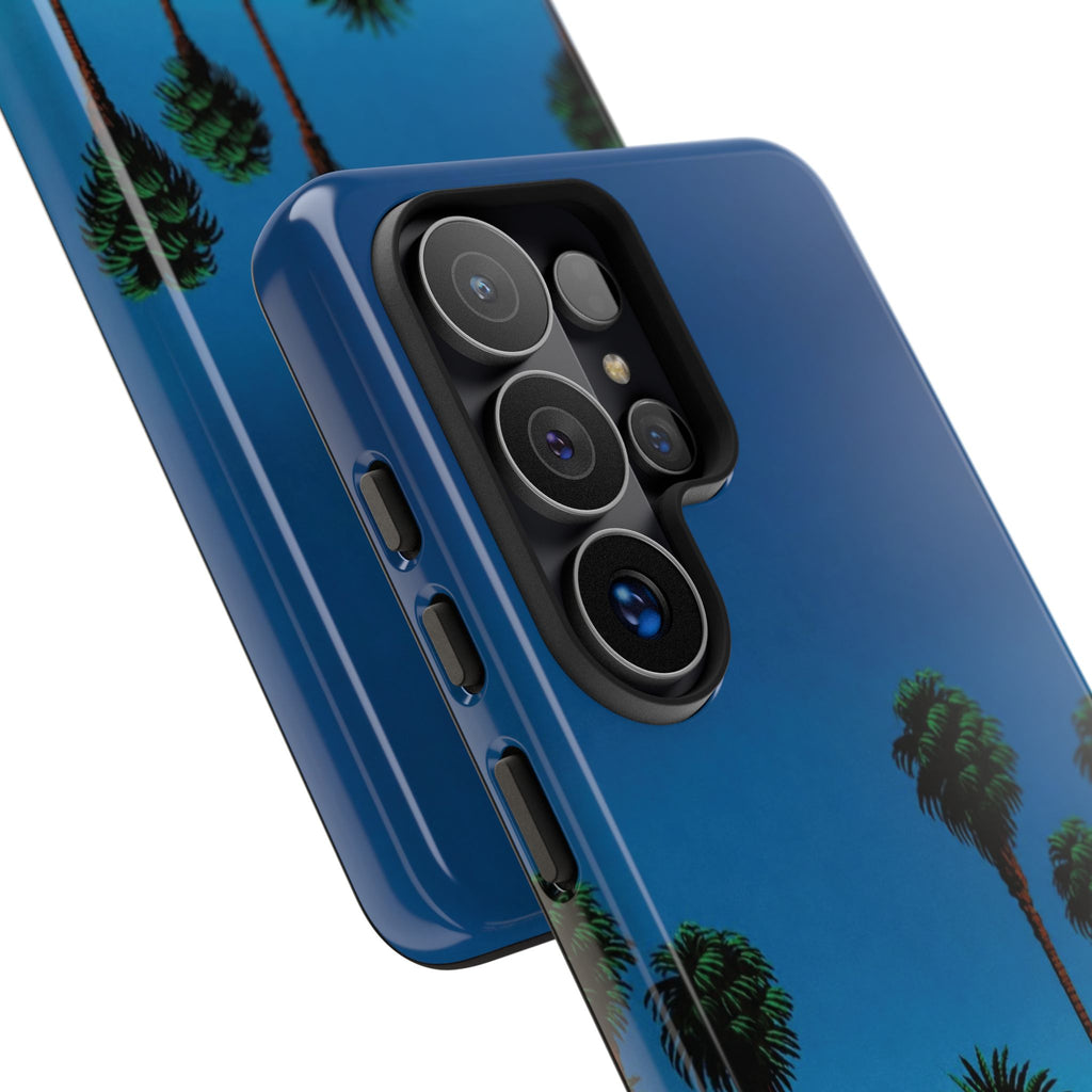 Beach House Phone Case — Pastel Palm Trees Cobalt Blue Sky