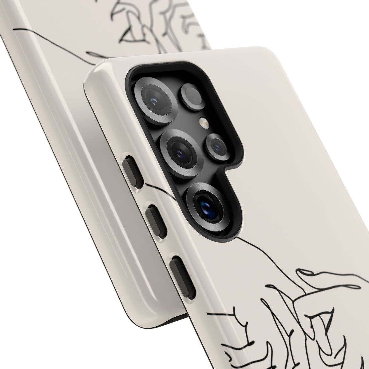 Holding Hands Phone Case — Minimalist Line Art Cream Romantic