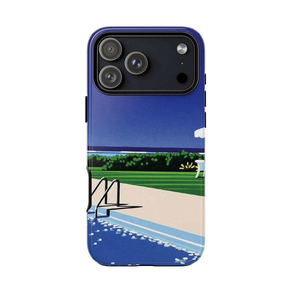 Poolside Phone Case — Bold Blue Summer Art Illustration