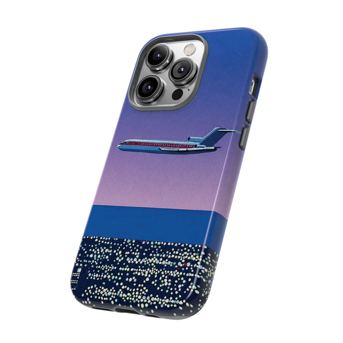 Retro Airplane Phone Case — Purple Night City Vintage Art