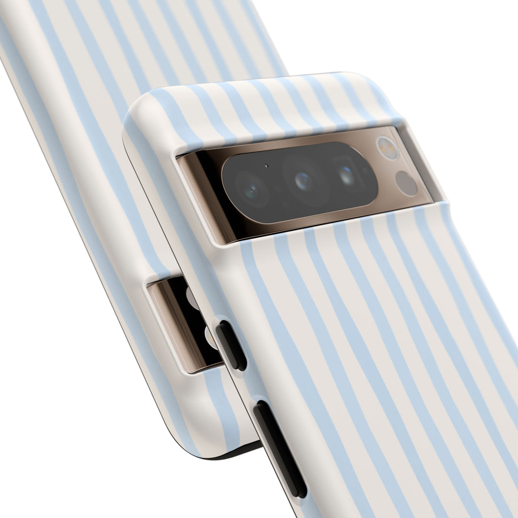 Baby Blue Stripe Phone Case — Soft Wavy Lines Cream Aesthetic