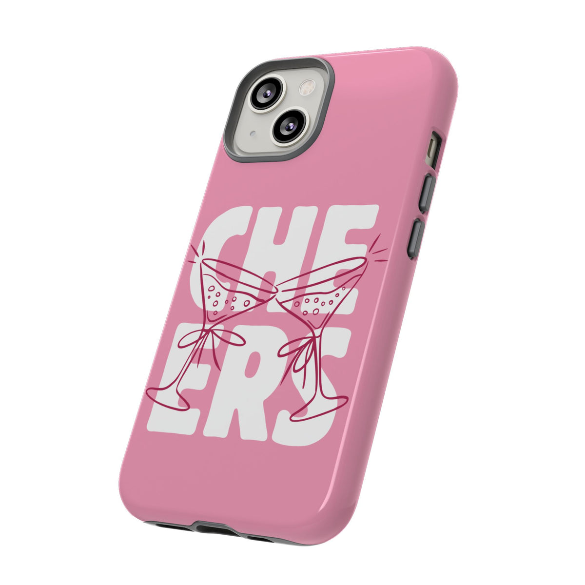 Cheers Phone Case — Pink Martini Glasses Bold Bubblegum