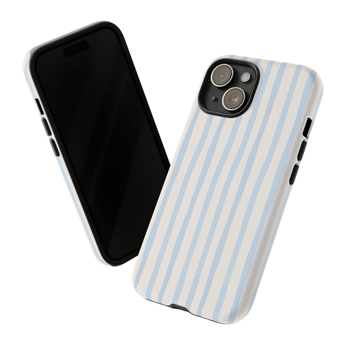 Baby Blue Stripe Phone Case — Soft Wavy Lines Cream Aesthetic