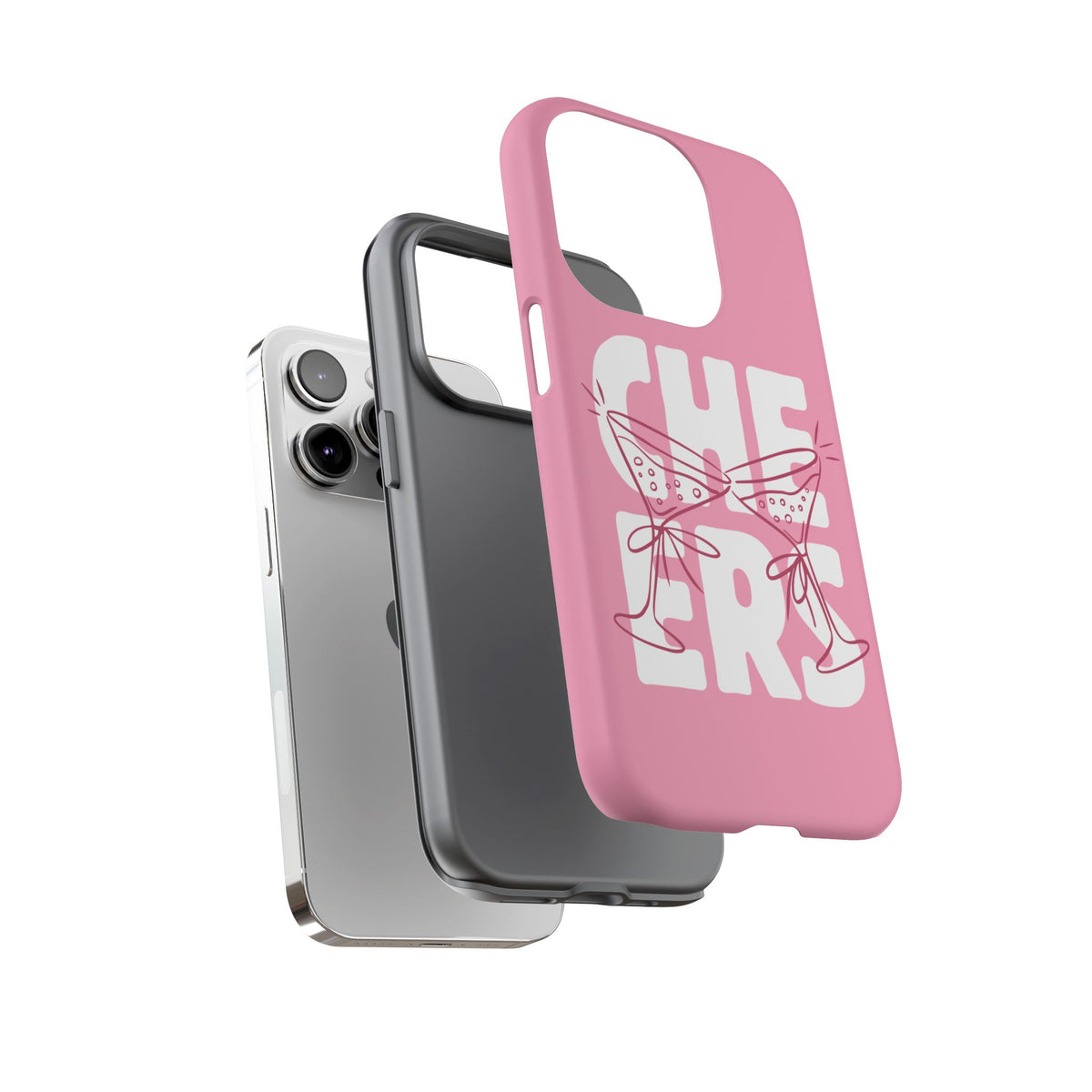 Cheers Phone Case — Pink Martini Glasses Bold Bubblegum