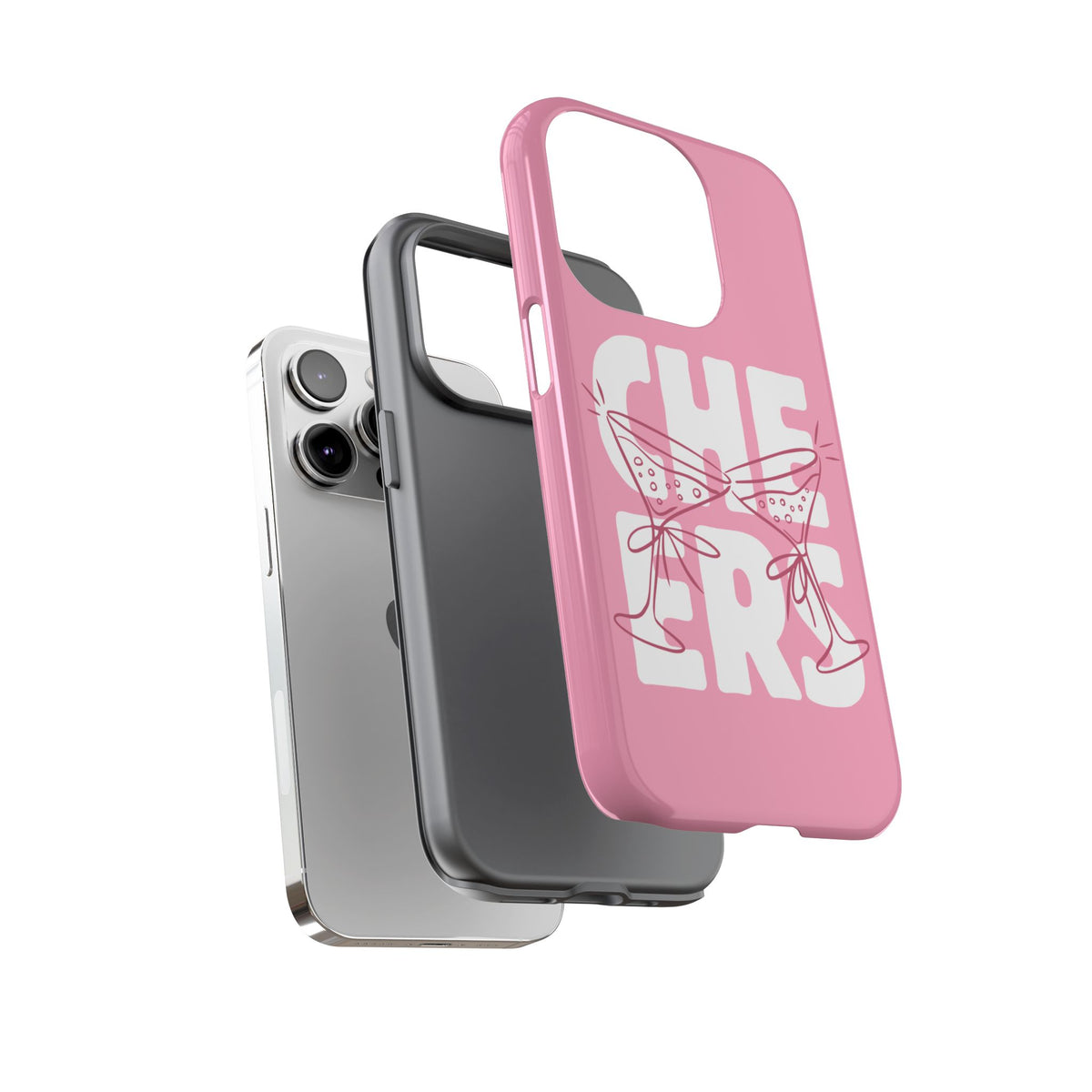Cheers Phone Case — Pink Martini Glasses Bold Bubblegum