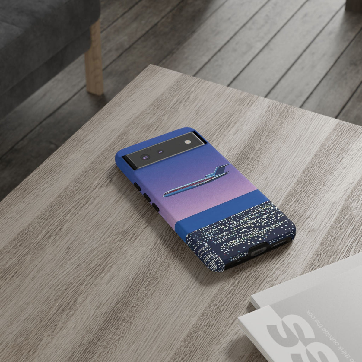 Retro Airplane Phone Case — Purple Night City Vintage Art