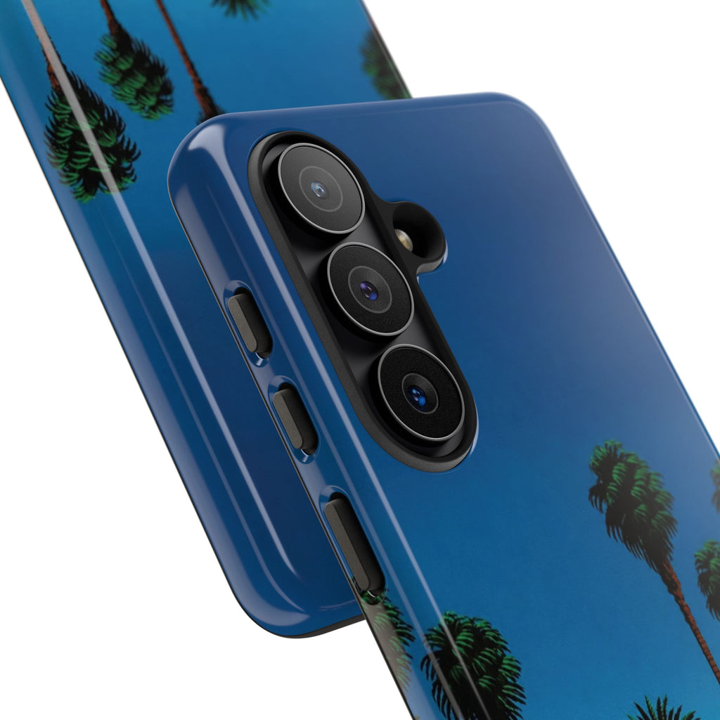 Beach House Phone Case — Pastel Palm Trees Cobalt Blue Sky
