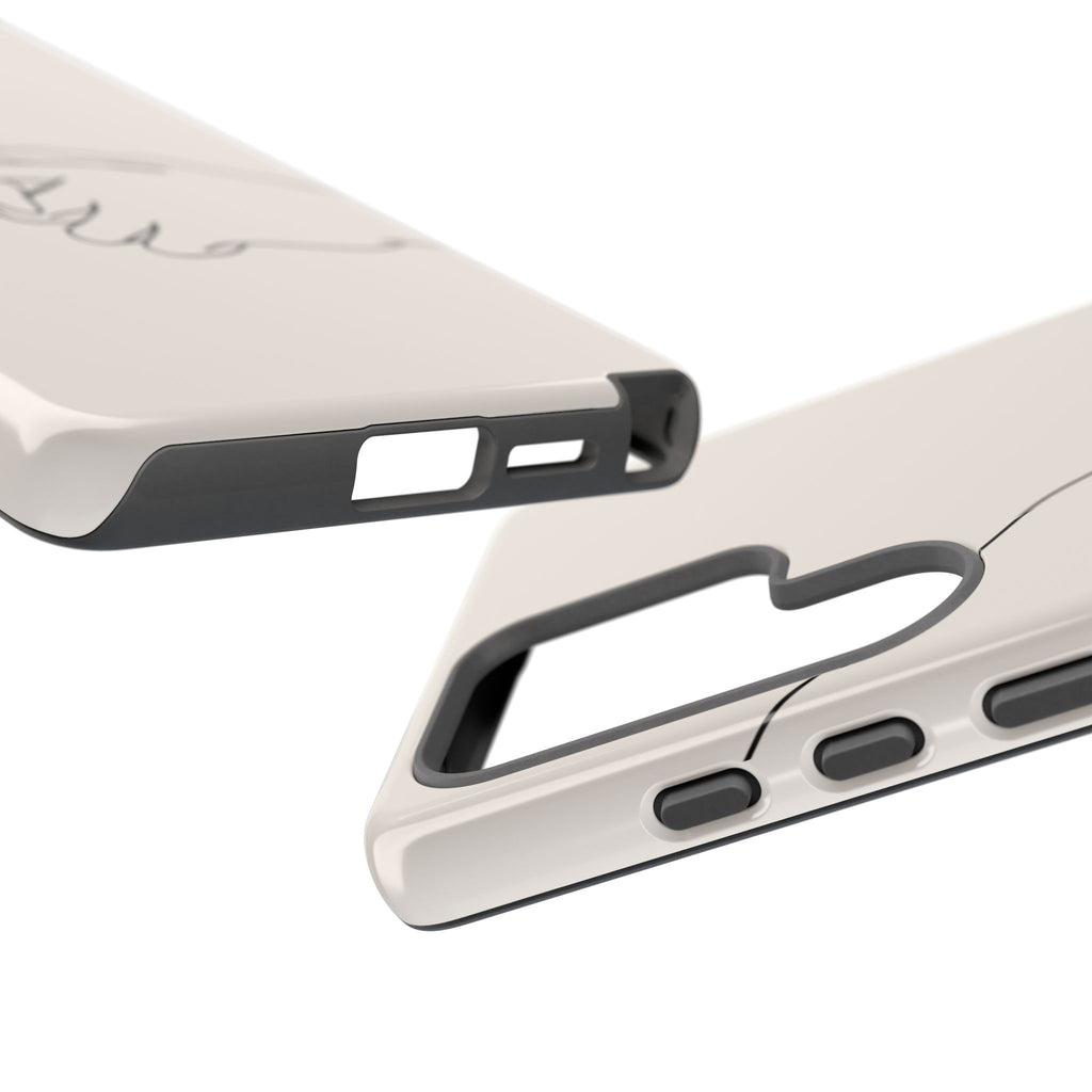 Holding Hands Phone Case — Minimalist Line Art Cream Romantic