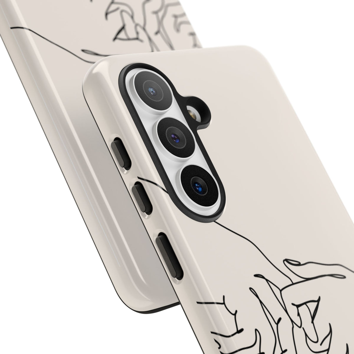 Holding Hands Phone Case — Minimalist Line Art Cream Romantic