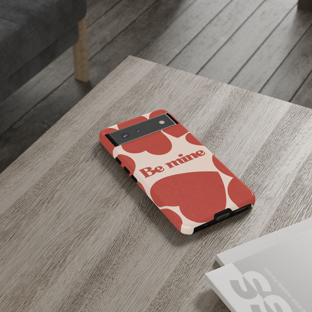Be Mine Phone Case — Retro Hearts Terracotta Cream Romantic