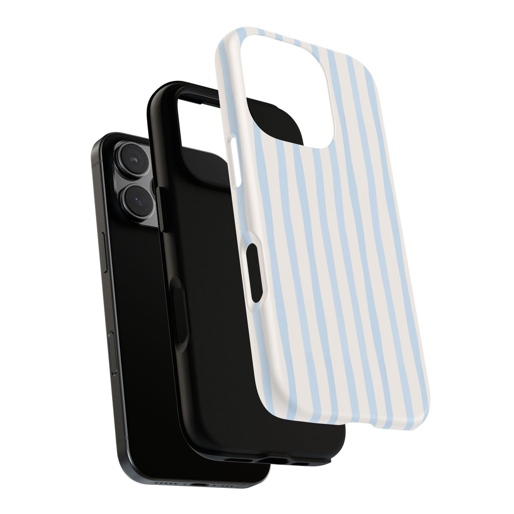 Baby Blue Stripe Phone Case — Soft Wavy Lines Cream Aesthetic