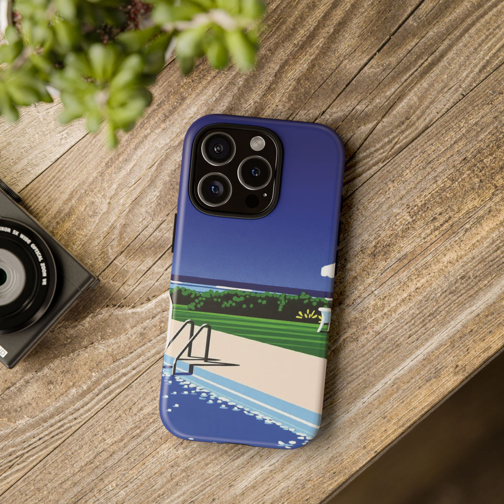 Poolside Phone Case — Bold Blue Summer Art Illustration