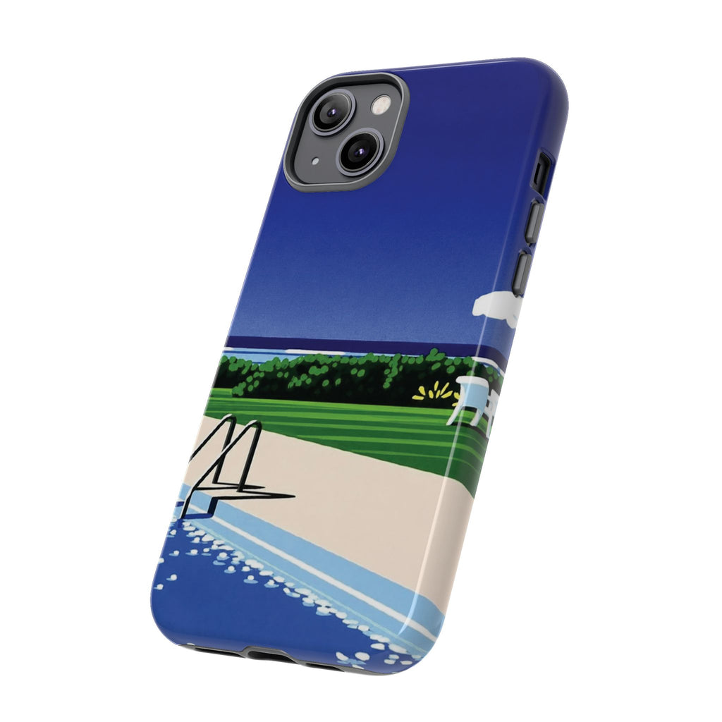 Poolside Phone Case — Bold Blue Summer Art Illustration