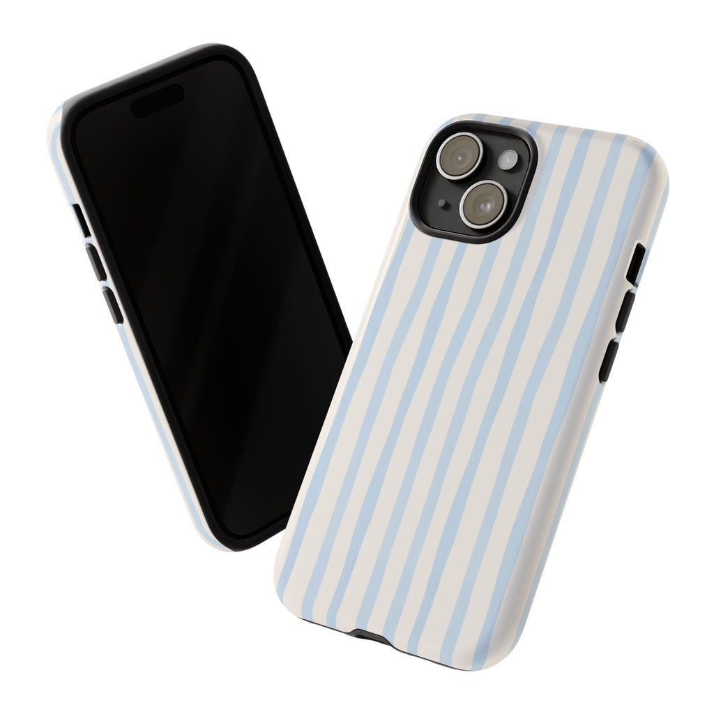Baby Blue Stripe Phone Case — Soft Wavy Lines Cream Aesthetic