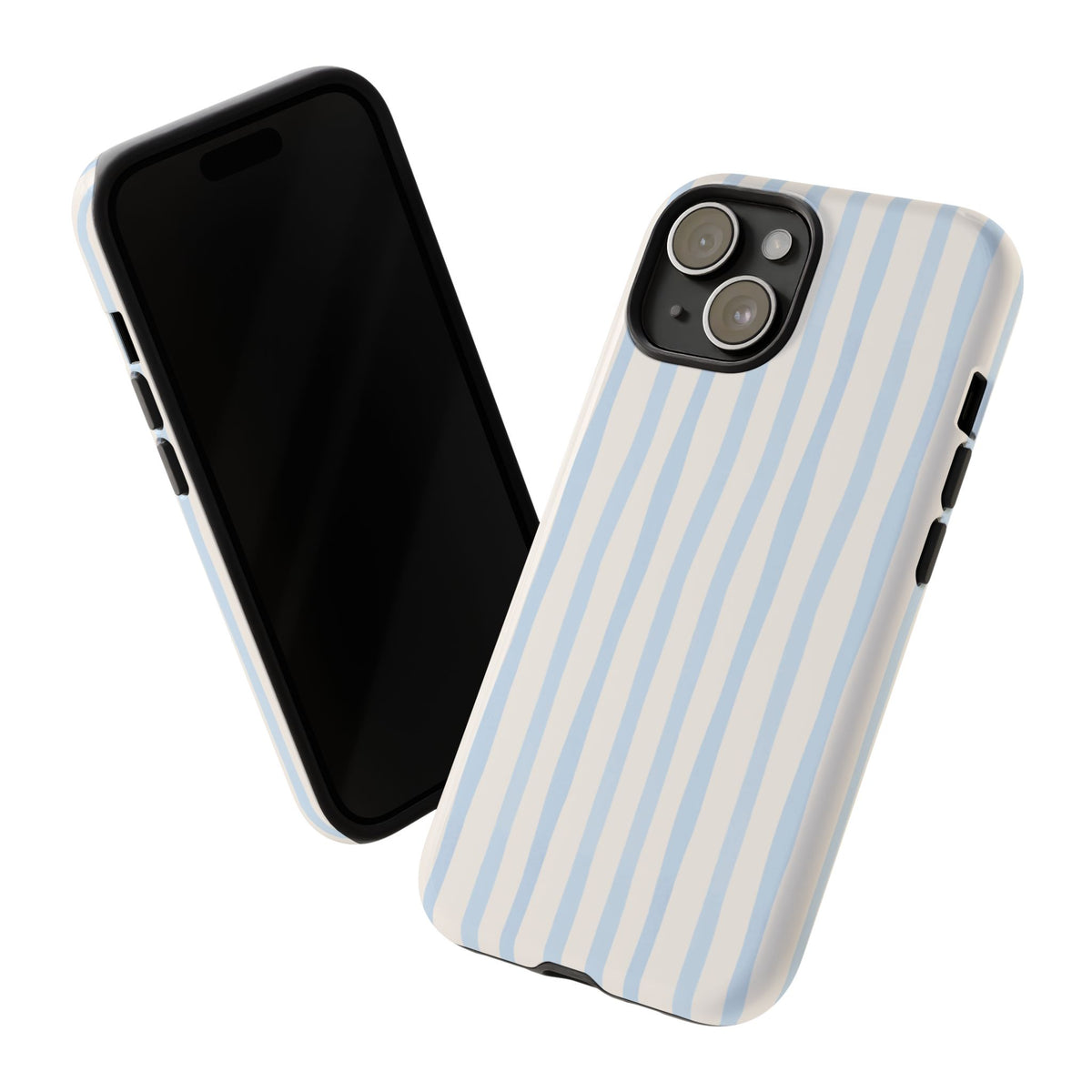 Baby Blue Stripe Phone Case — Soft Wavy Lines Cream Aesthetic