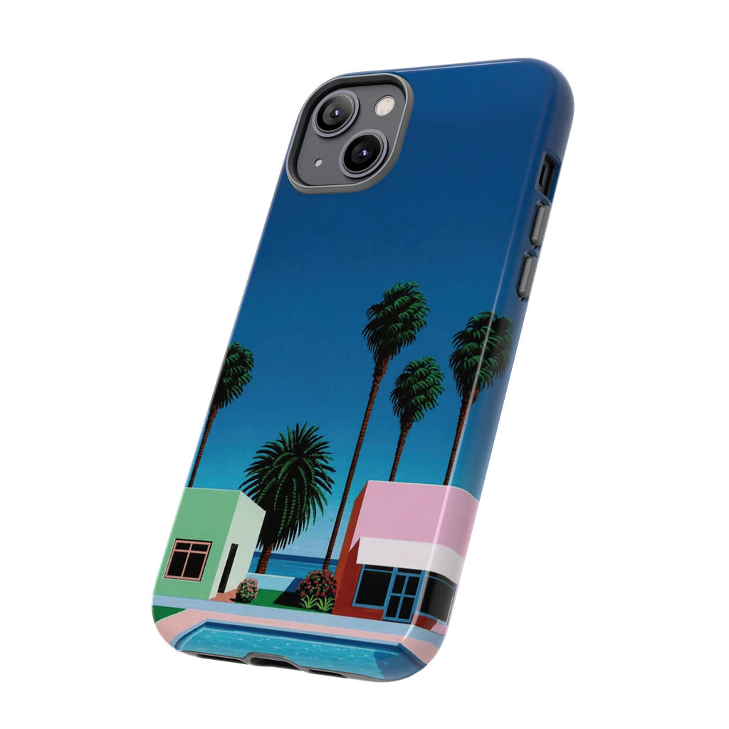 Beach House Phone Case — Pastel Palm Trees Cobalt Blue Sky