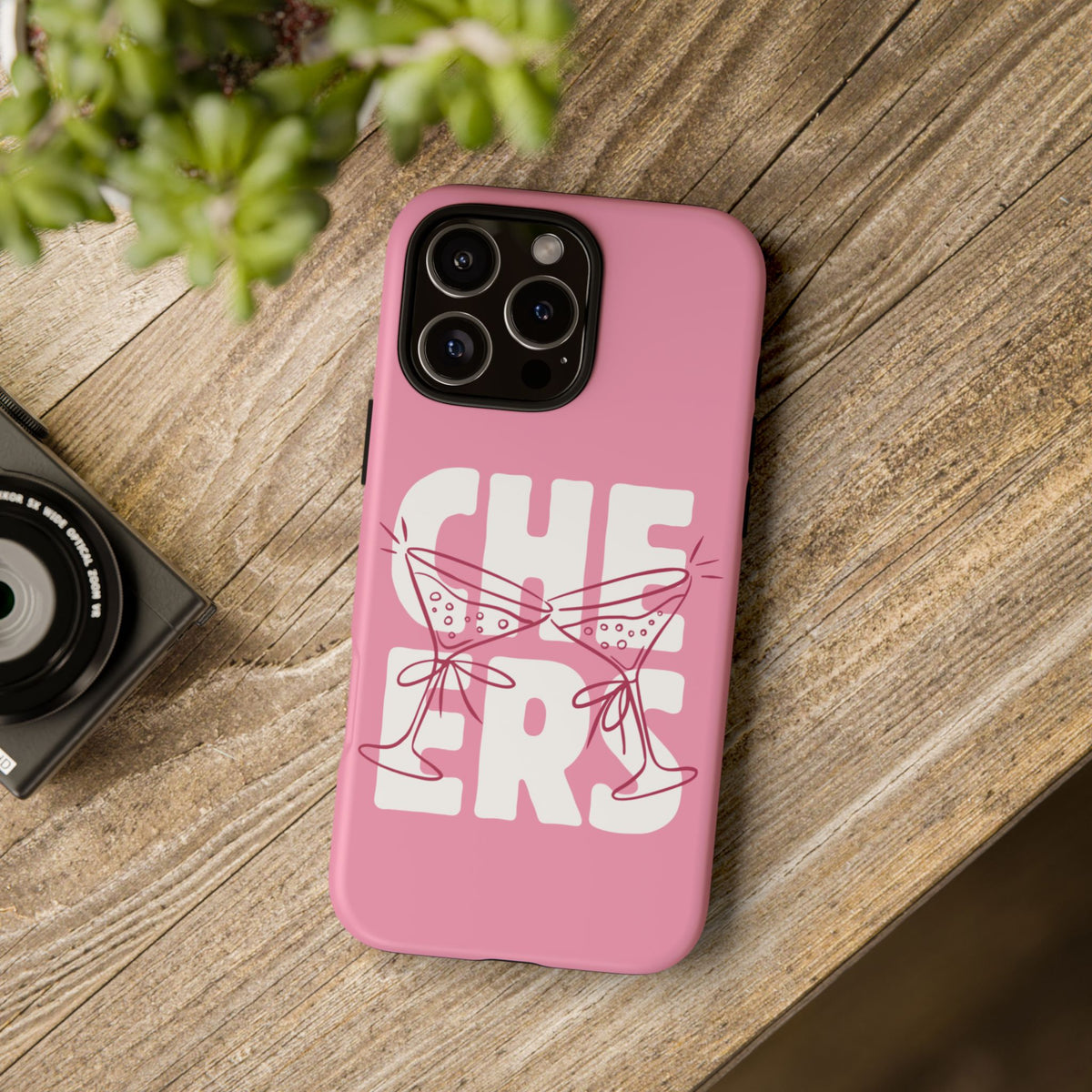 Cheers Phone Case — Pink Martini Glasses Bold Bubblegum