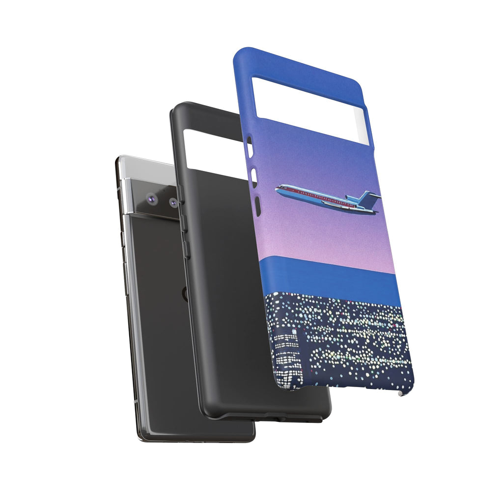 Retro Airplane Phone Case — Purple Night City Vintage Art