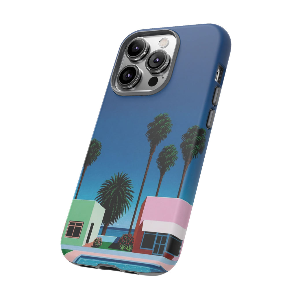 Beach House Phone Case — Pastel Palm Trees Cobalt Blue Sky