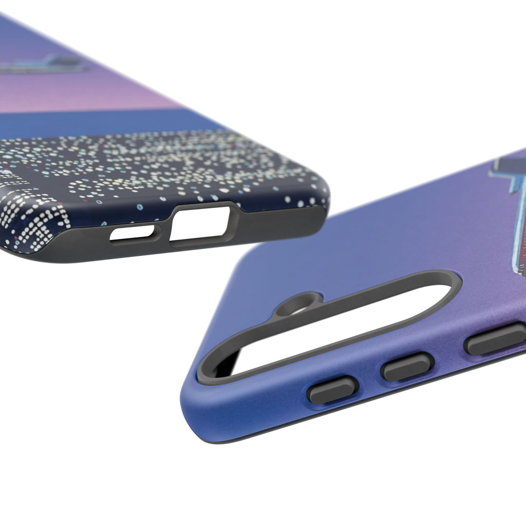 Retro Airplane Phone Case — Purple Night City Vintage Art