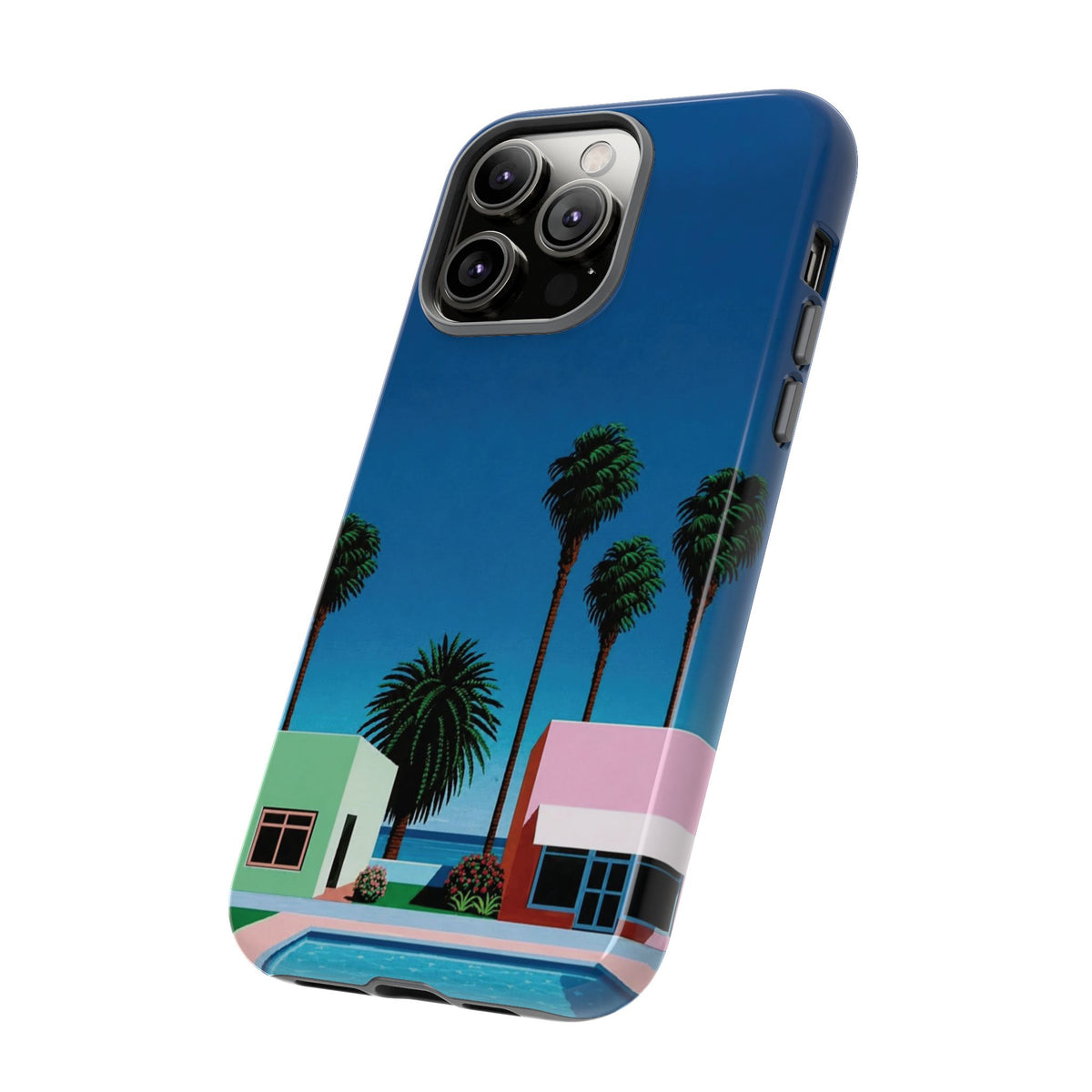 Beach House Phone Case — Pastel Palm Trees Cobalt Blue Sky