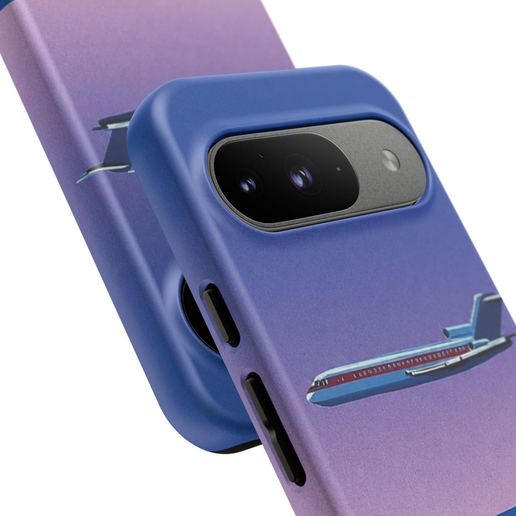 Retro Airplane Phone Case — Purple Night City Vintage Art