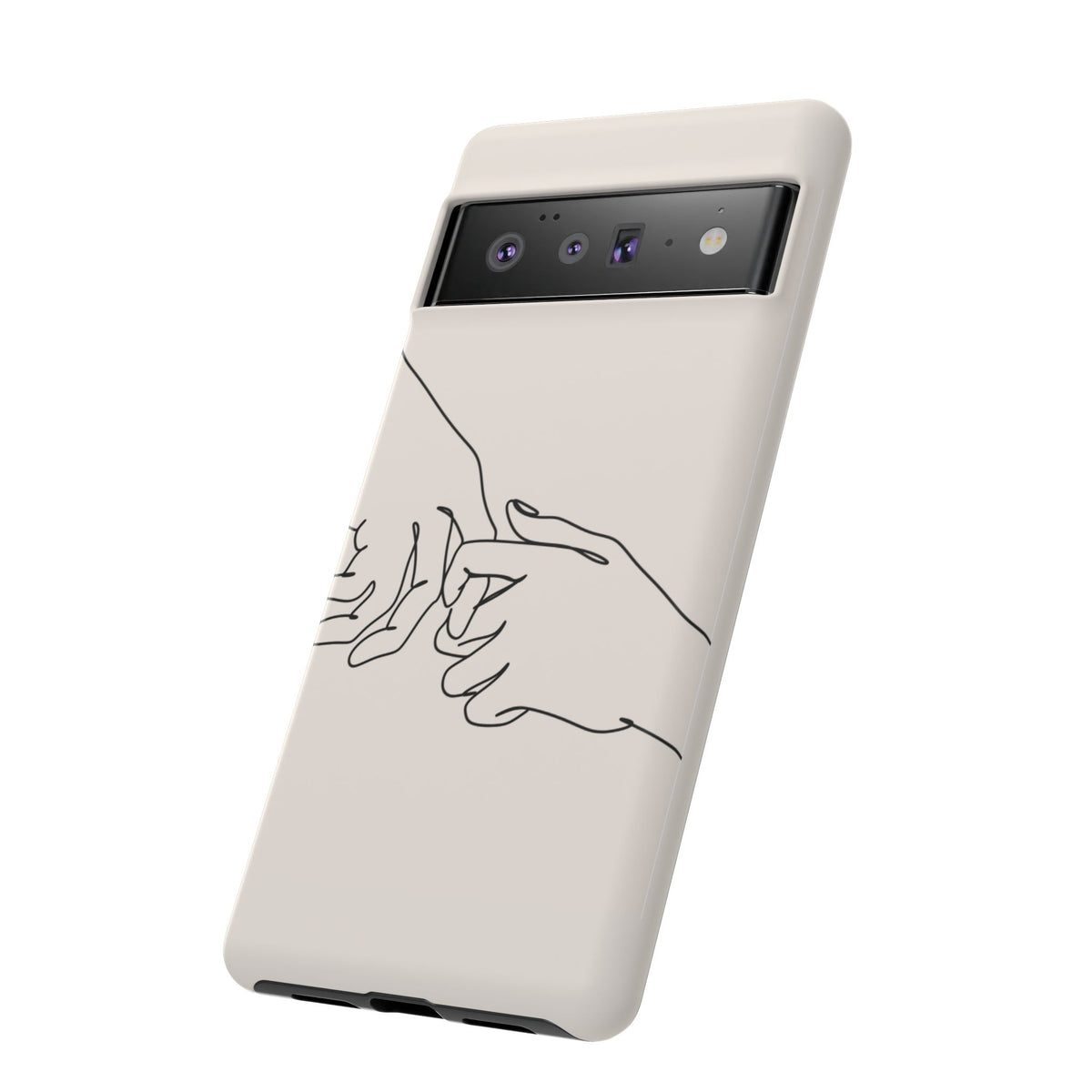 Holding Hands Phone Case — Minimalist Line Art Cream Romantic