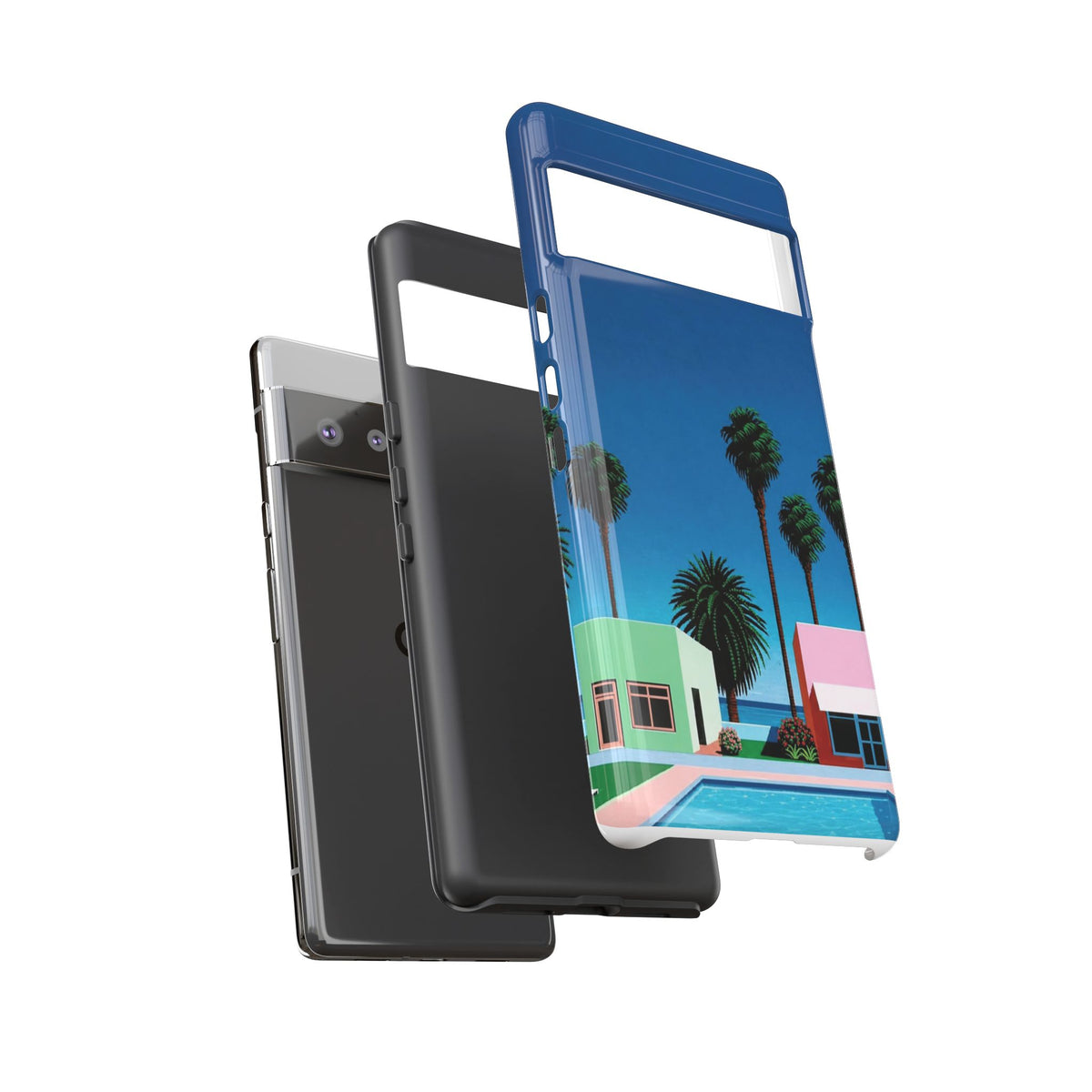 Beach House Phone Case — Pastel Palm Trees Cobalt Blue Sky