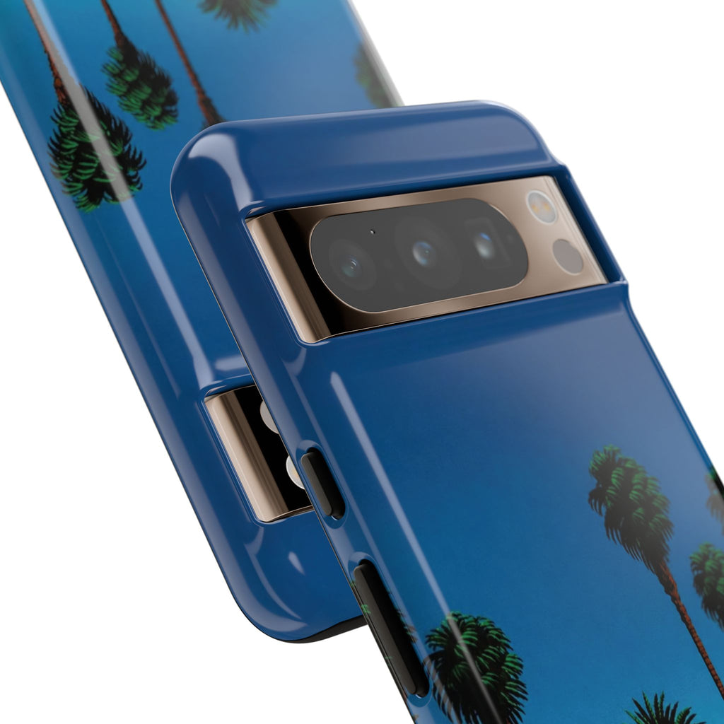 Beach House Phone Case — Pastel Palm Trees Cobalt Blue Sky