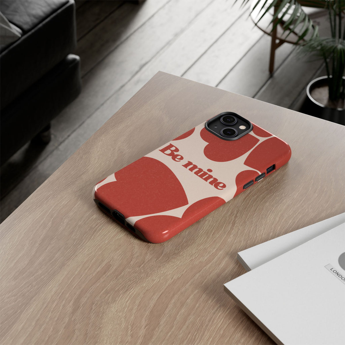 Be Mine Phone Case — Retro Hearts Terracotta Cream Romantic