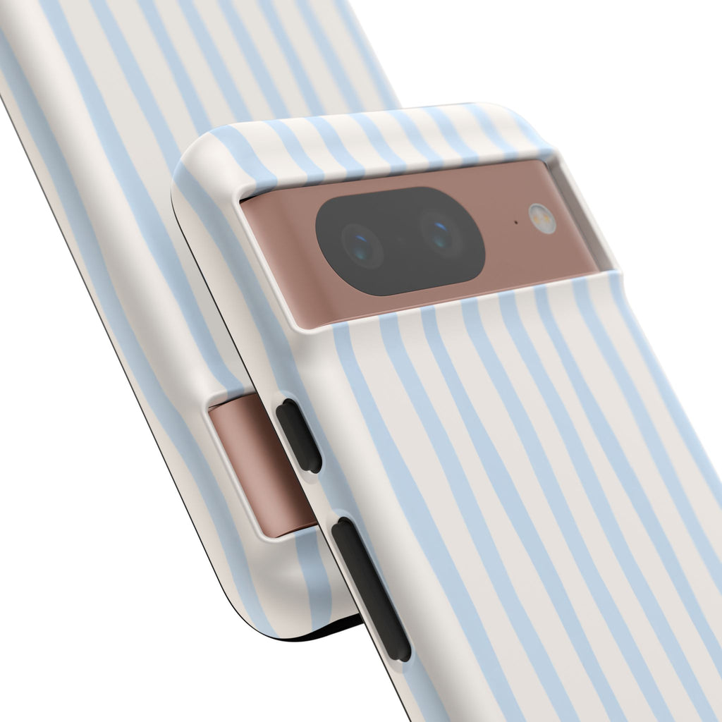 Baby Blue Stripe Phone Case — Soft Wavy Lines Cream Aesthetic