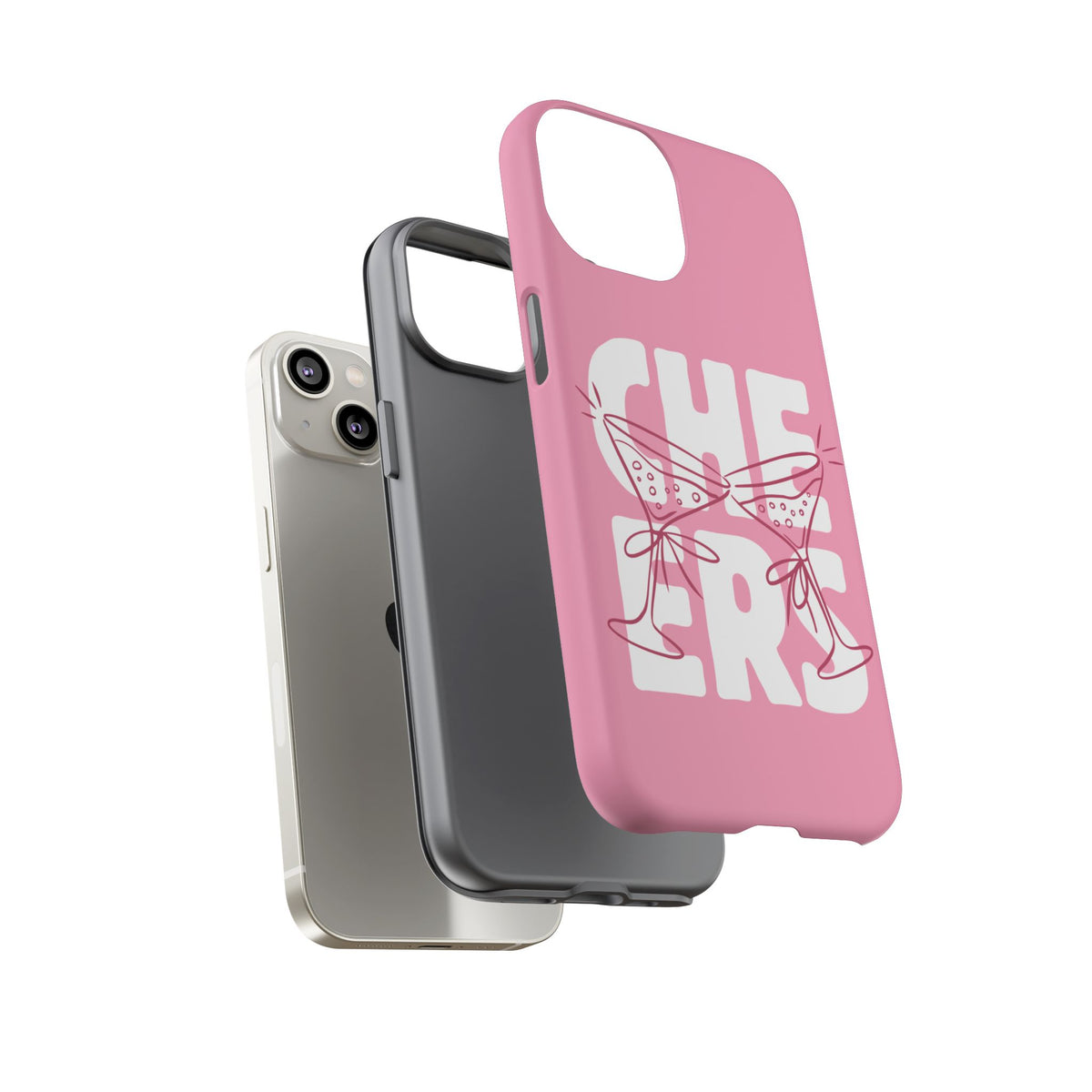 Cheers Phone Case — Pink Martini Glasses Bold Bubblegum