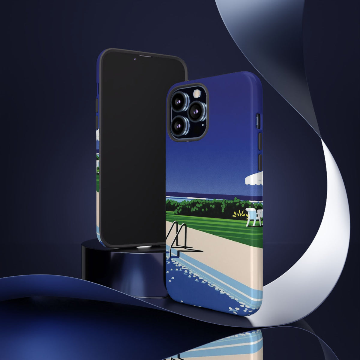Poolside Phone Case — Bold Blue Summer Art Illustration