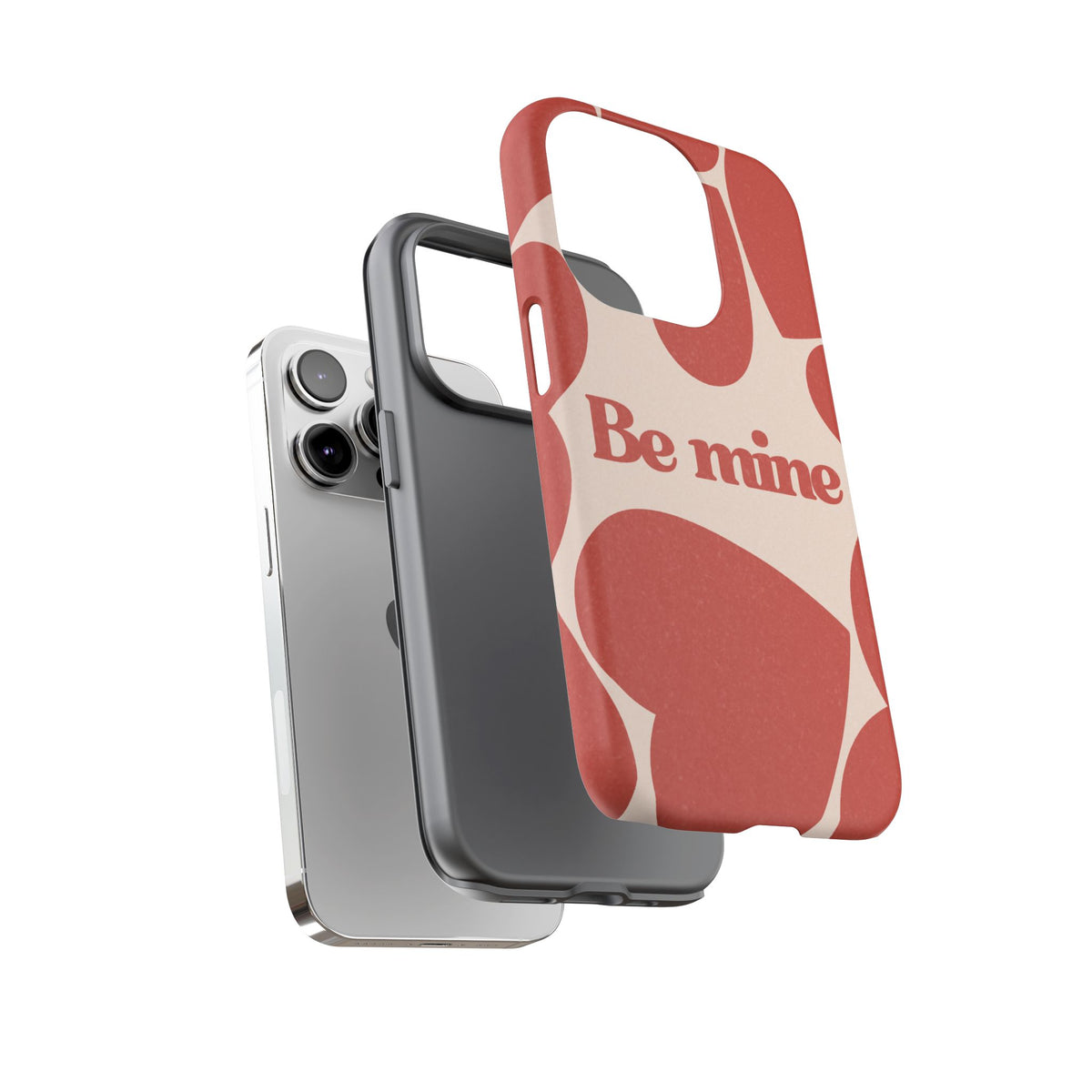 Be Mine Phone Case — Retro Hearts Terracotta Cream Romantic