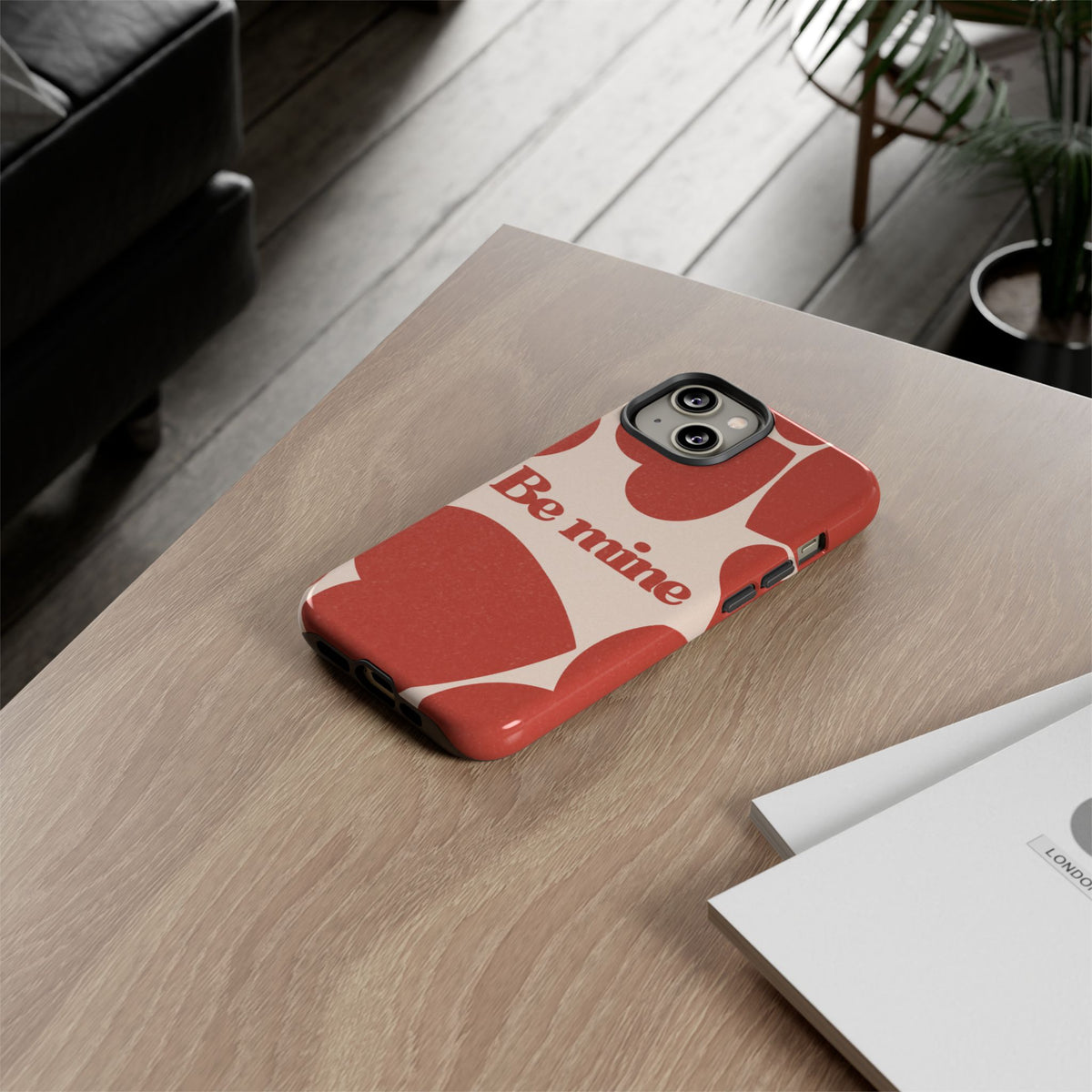 Be Mine Phone Case — Retro Hearts Terracotta Cream Romantic