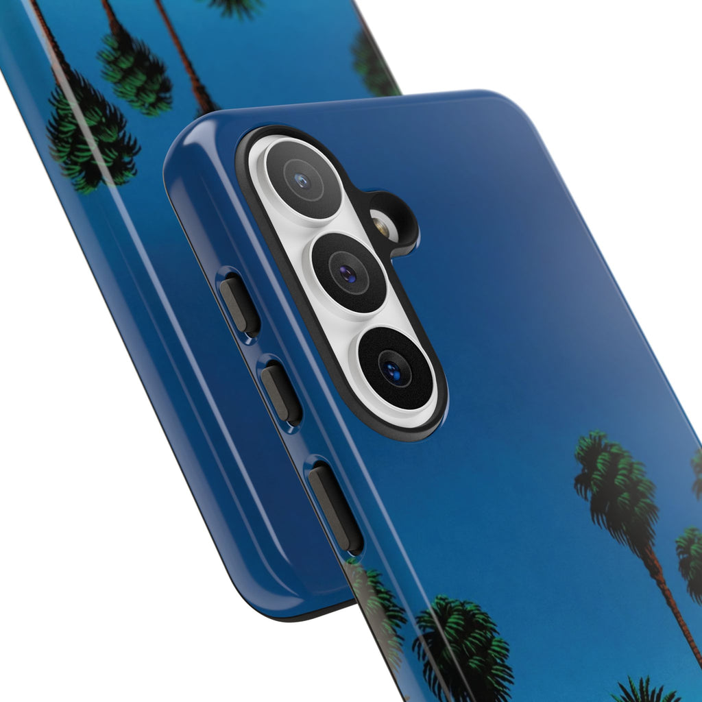 Beach House Phone Case — Pastel Palm Trees Cobalt Blue Sky