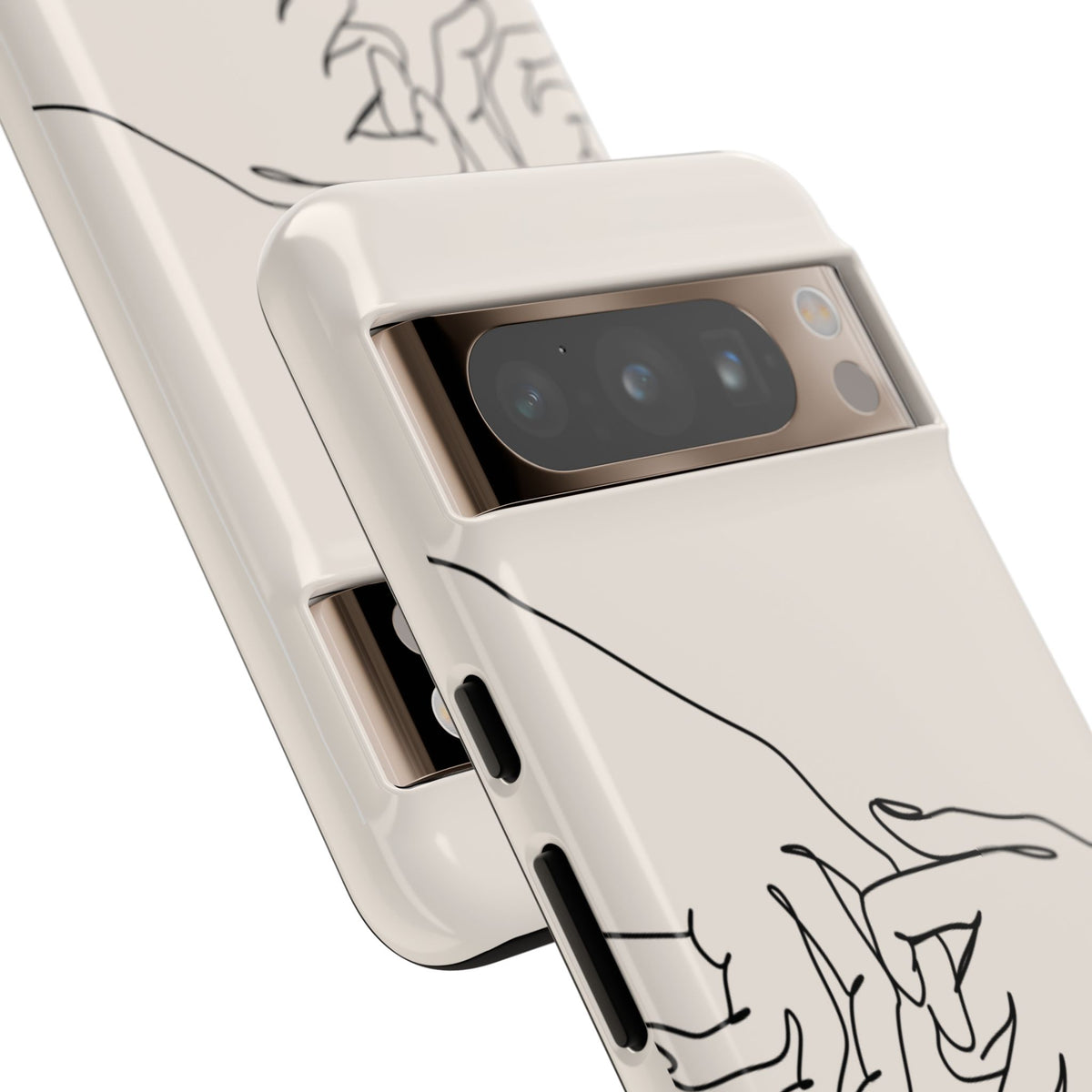Holding Hands Phone Case — Minimalist Line Art Cream Romantic