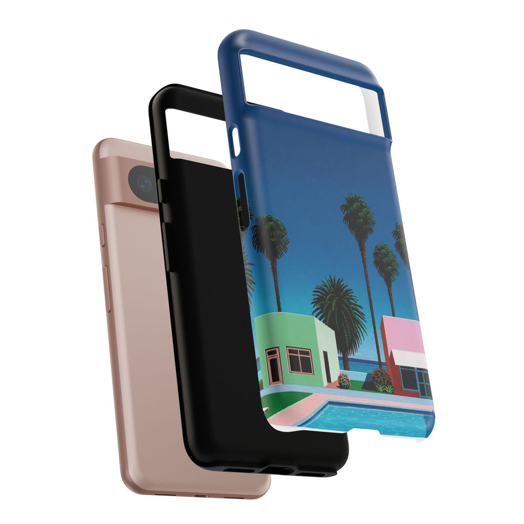 Beach House Phone Case — Pastel Palm Trees Cobalt Blue Sky