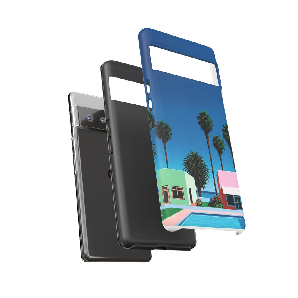 Beach House Phone Case — Pastel Palm Trees Cobalt Blue Sky