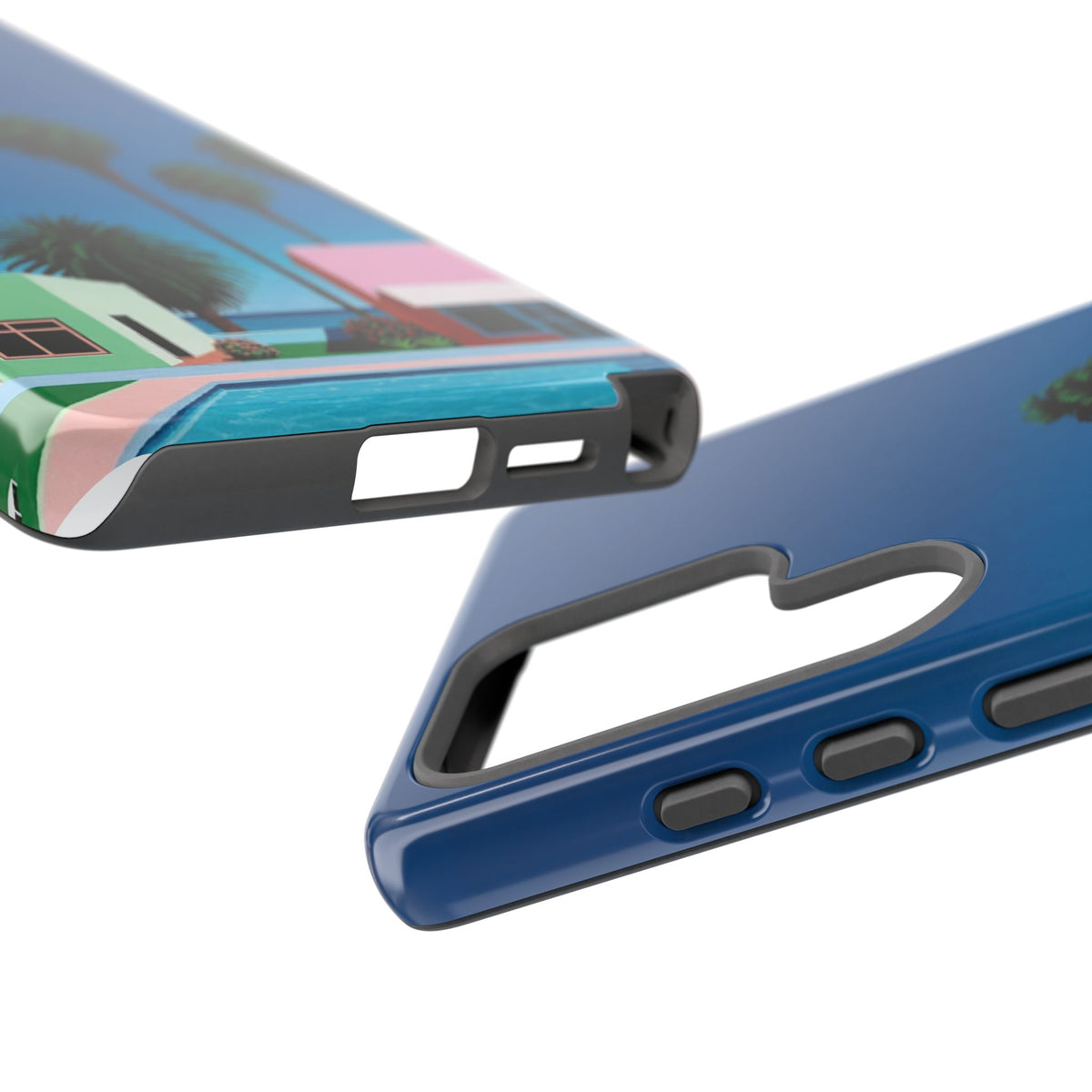 Beach House Phone Case — Pastel Palm Trees Cobalt Blue Sky