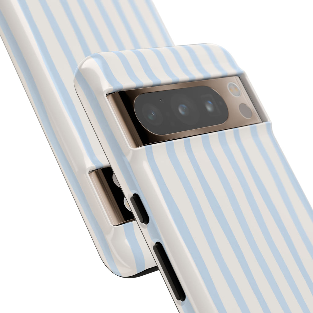 Baby Blue Stripe Phone Case — Soft Wavy Lines Cream Aesthetic